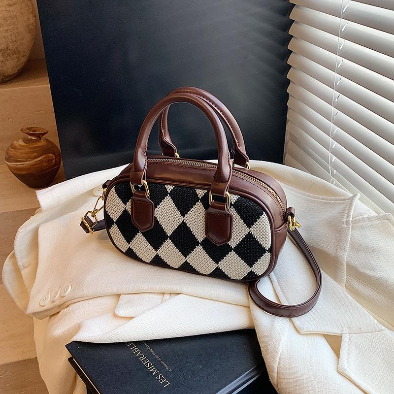 

Осень и зима ромбовидная ниша контрастного цвета сумка женская новая модная универсальная сумка-мессенджер портативная сумка для боулинга