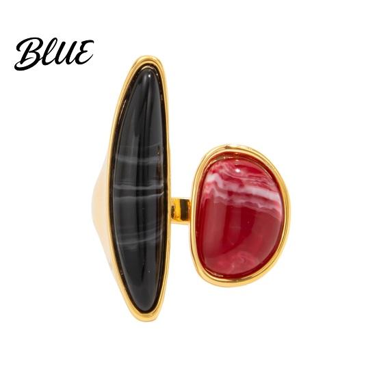 Resin Smudged Texture Ring Retro Style Finger Ring Adjustable Open
