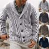Men Sweatercoat Vintage Style Single-breasted Solid Color V-neck Thread Knitting Male Coat for Office