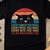 Peeking Black Cat Retro Sunset T Shirt, Funny Cat Mom Tee, Every Snack You Make Graphic Top, Cat Lover Tshirt, Humorous Pet Owner Gift