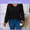 Plus Size Women T Shirt With V Neck Long Sleeve Knitted Fabric For Fall Winter Casual Wear