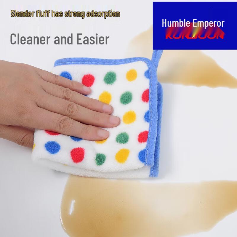 Qianxing Polka Dot Coral Fleece Cleaning Towels, 30-Pack
