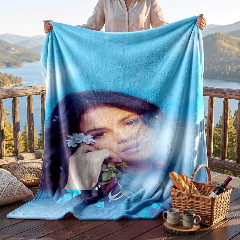 Warme Flanelldecke Selena Gomez Muster, Leichte Komfortable Überwurfdecke für Bett Sofa Gebrauch