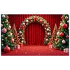 Christmas Ornament Festive Holiday Backdrop Winter Banner Red Theme Christmas Banner For Xmas Celebration Photo Shoot Indoor