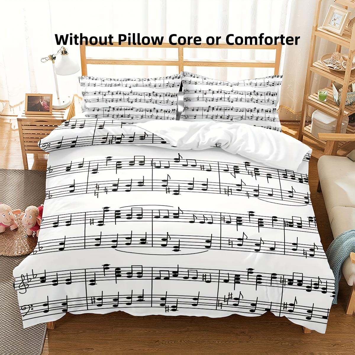 

Music Theme Bedding Set with Staff Concerto Quilt Cover, Musical Note Down Quilt Cover, Country Style Bed Cover, Superb Farmhous EU Single135x200cm