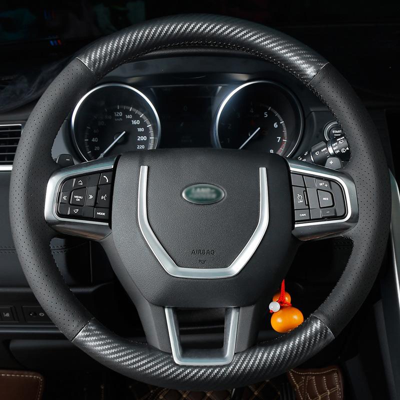 Leather Fibre for Land Rover Range Rover Sport Evoque Velar Discovery 4 Sport Freelander 2 Hand Sewing Car Steering Wheel Cover
