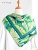 Green Flowers 100% Natural Silk Scarf Women Twill Shawl Wrap Bandana Hijab Luxury Gifts Headband Square Kerchief 90CM