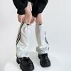 Modische Kordelzug Cargo Beinwärmer für Damen Harajuku Seitlich Doppelgestreift Baggy Beinabdeckungen Fußlose Socken Streetwear