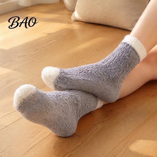 Breathable Heat Retaining Socks Thickened Plush for Women, Soft Coral Fleece Slipper with Extra Thick Velvet Towel Bottom Cushioning, Thermal