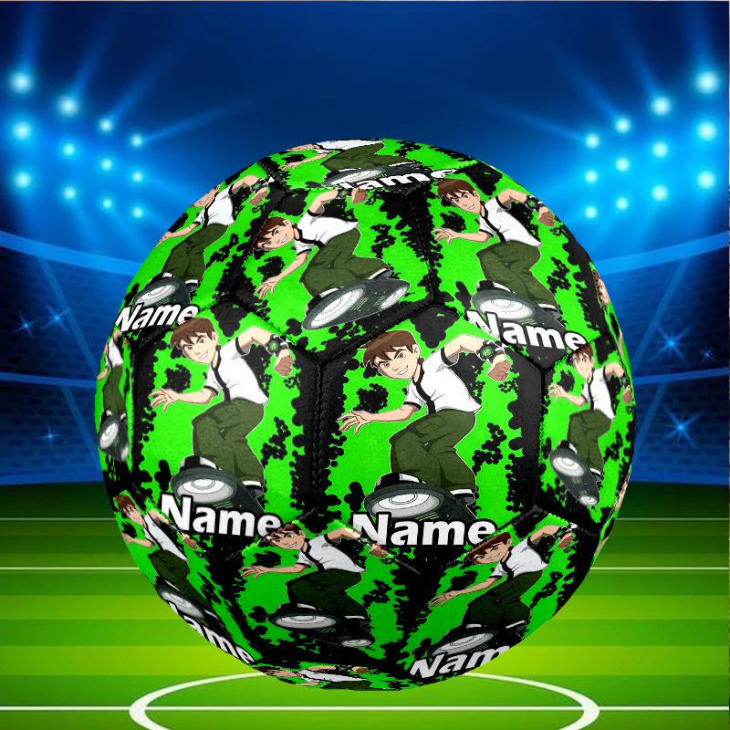 Custom Name Personalized Ben 10 Cartoon Print Size 5 Soccer Ball Training & Match Football, for Team, Kicking, Gift for Football