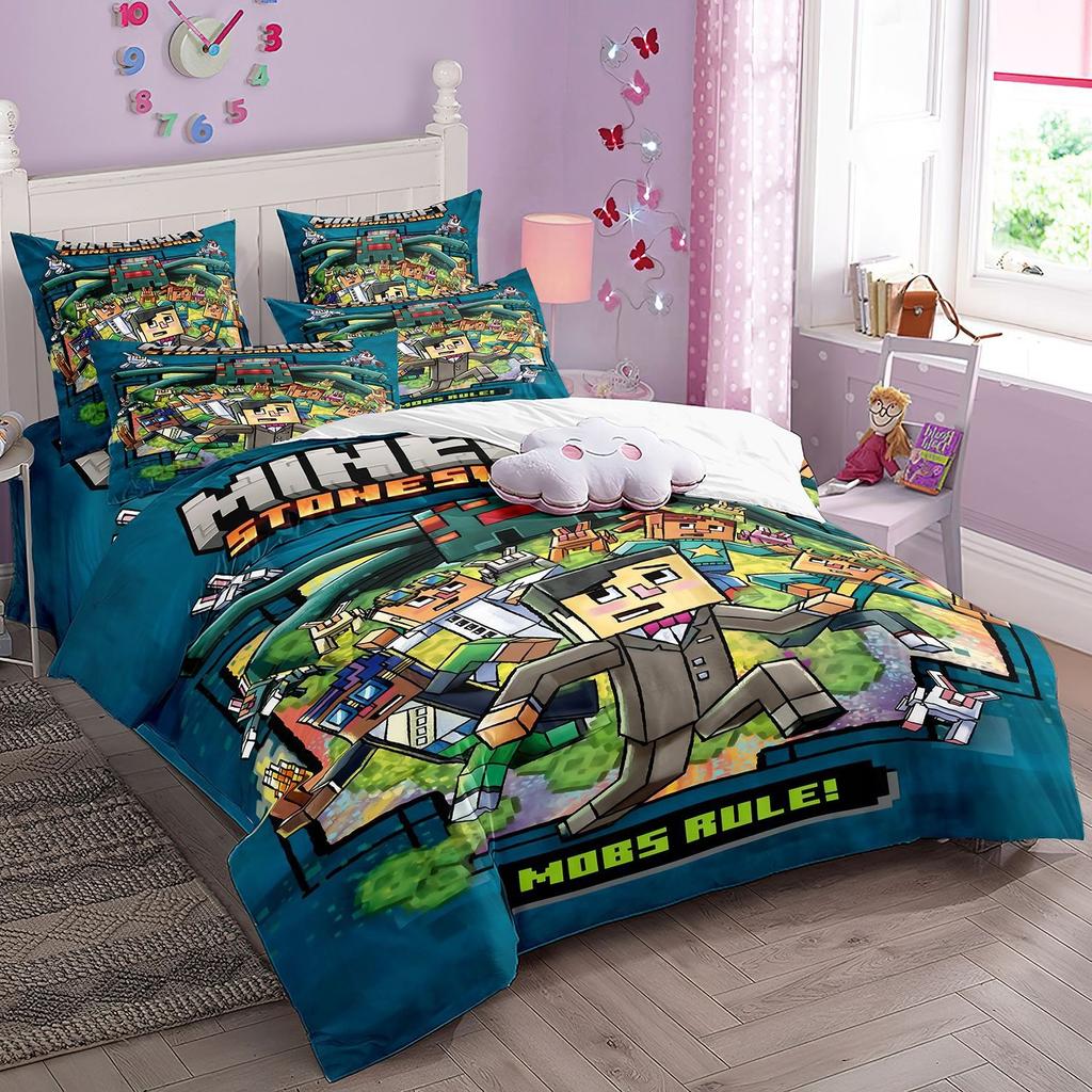 Anime Bedding Set My World Duvet Cover My World Monster Hunters Quilt cover Pillowcases Bedclothes Children's Kids Adult