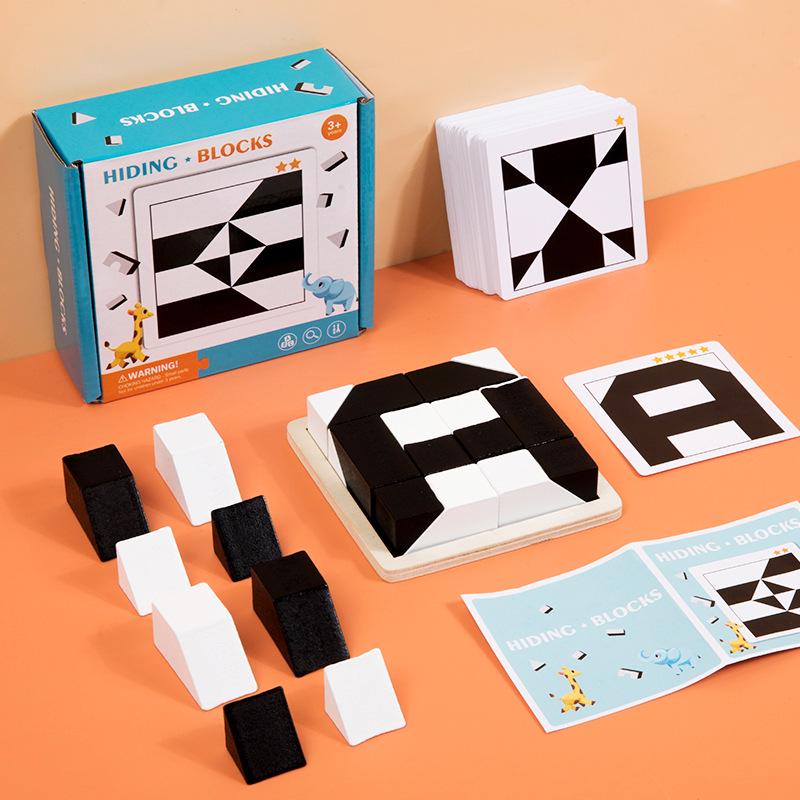 Children's Wooden Building Blocks Puzzle: Early Education Logic Game