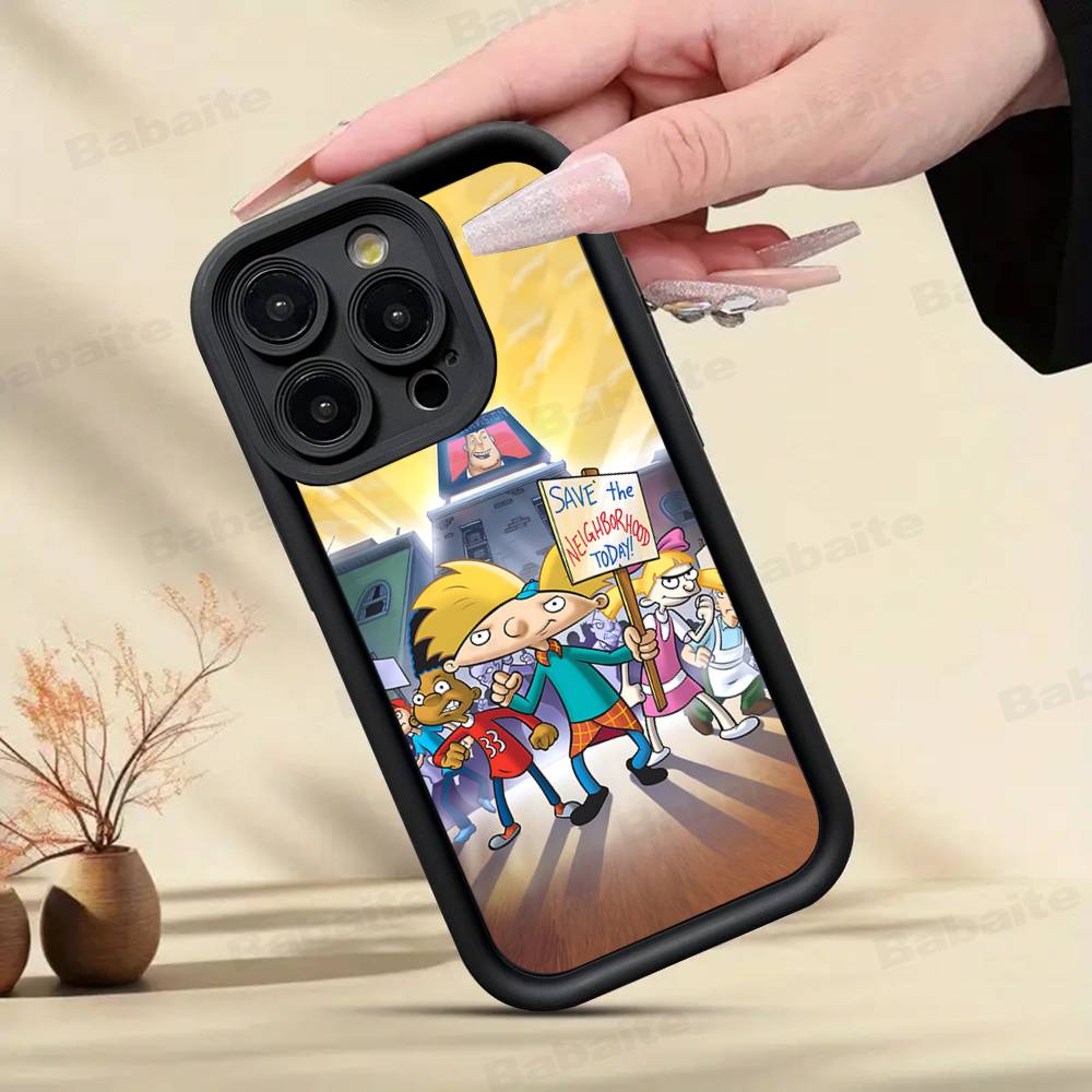 Hey A_Arnolds Cartoon For IPhone 17 Pro Max 16 15 14 13 12 11 Plus Black Soft Phone Cover