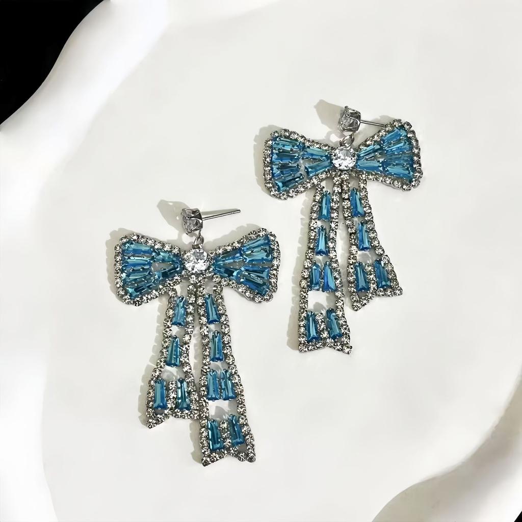 Korean Bow Necklace Ins Full Diamond Tassel Temperament Light Luxury Rhinestone Simple Neck Chain Collarbone Chain Fashion Jewelry