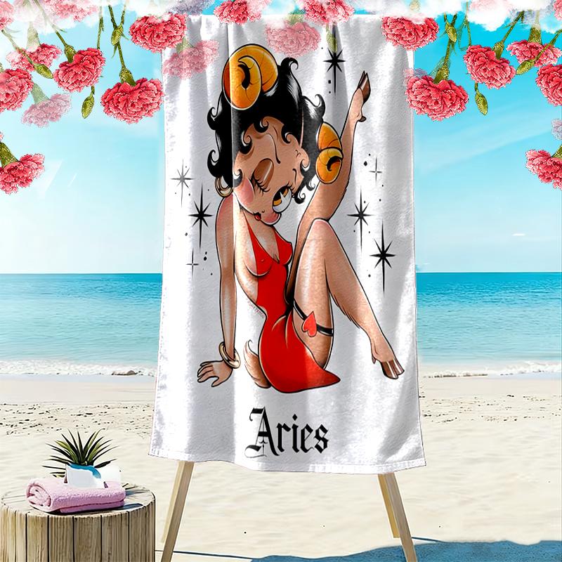 1pc Betty Boop Beach Towel Ideal Birthday Gift For Family, A Vibrant Beach Towel Suitable for Outdoor Activities