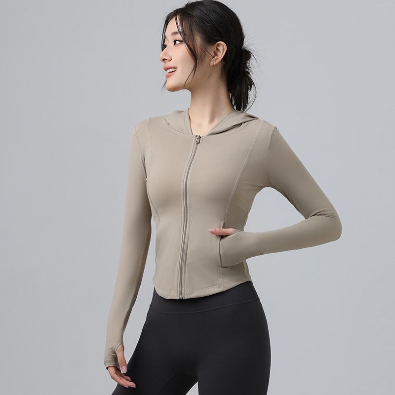 Thin Summer Yoga Jacket: Light Hooded Zip-Up, Quick-Dry, Long Sleeve, Sun Protection for Running