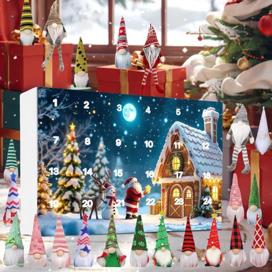 Christmas Gnomes Advent Calendar 2025 24-Day Calendar Countdown Winter Scene Holiday Decor Collectible Figures Gnomes Set for Family