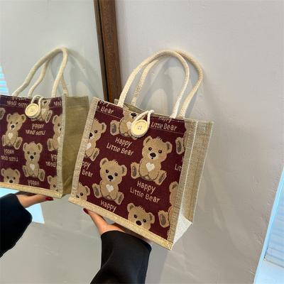 Lines Tote Bag for Women Going Out To Carry Lunch Bag for Japanese Girl Ins Small Shoulder Bag Office Worker Lunch Box Bag