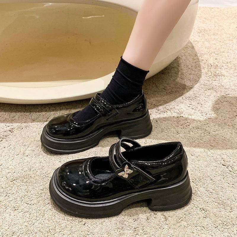 Japanese with Skirt Jk Uniform Shoes Shallow Mouth Thick Sole Mary Jane Single Shoes Women's Autumn New British Style Small Leather Shoes
