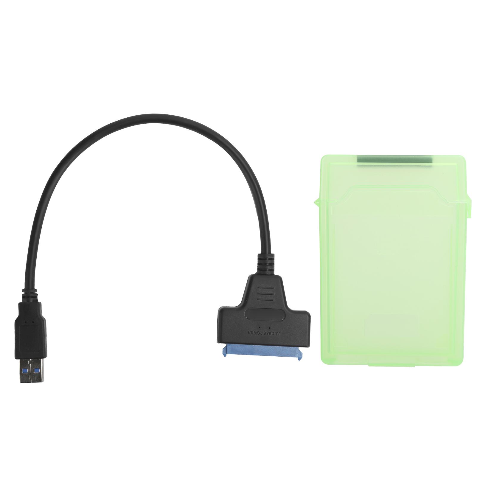 Кабель-адаптер для жесткого диска 2,5 дюйма SATA на USB 3.0 HDD SSD Преобразовательный шнур с защитным боксом Зеленый