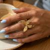 Stainless Steel Exquisite Butterfly Heart Finger Ring for Women Personality Irregular Round Ring Waterproof Versatile Jewelry