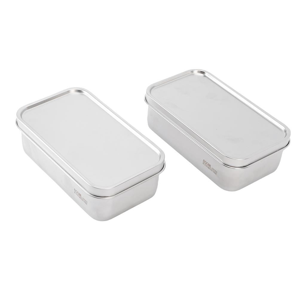 2 Stück Metall Lunchbox 800 ml Fassungsvermögen 304 Edelstahl Tragbare Lebensmittelaufbewahrung Lunchbox für die Schule
