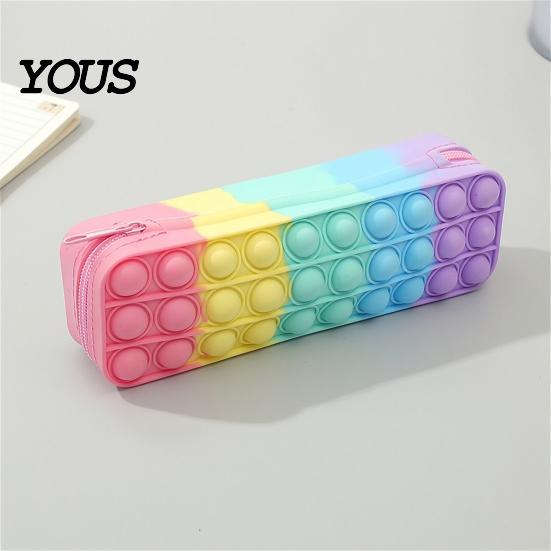 Astuccio in Silicone Tie-Dye per Matite, Custodia Morbida Spremibile per Cancelleria per Bambini e Adolescenti, Astuccio Unico per Penne con Fantasia a Gradiente Casuale,