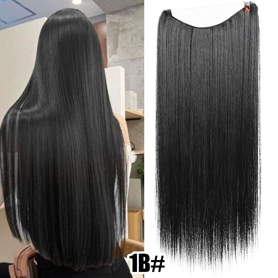 One-piece Straight Hair Extension Synthetic Wig Female Elastic Fishing Line Style Natural Seamless Smooth Hair Extension Wig