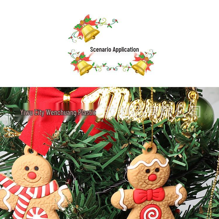 Christmas Gingerbread Man PVC Ornament: Soft Rubber Snowman Cookie, House & Tree Decoration