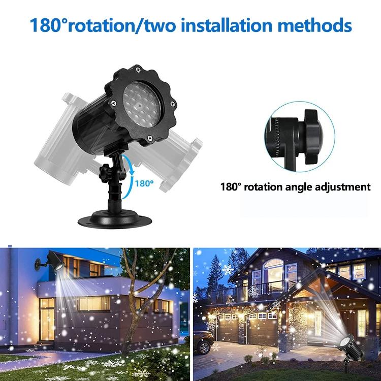 Snowflake Led Projector Light with Remote Control Outdoor Lawn Garden Christmas Stage Decoration Projection Pattern Blizzard Lamp