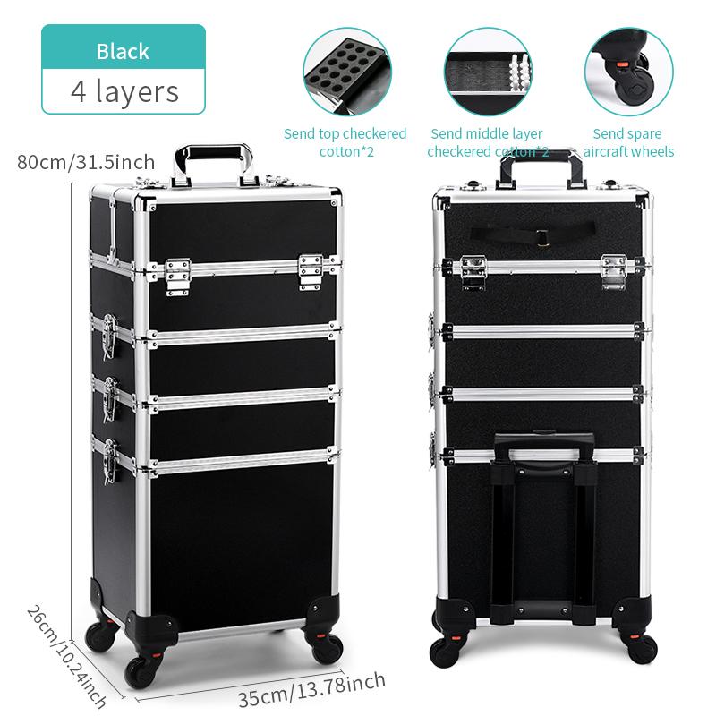 

Multifunctional 4-TierProfessional Makeup Case, Foldable Cosmetic Case for Hair Stylists, Beauticians, Nail Tech Students чёрный