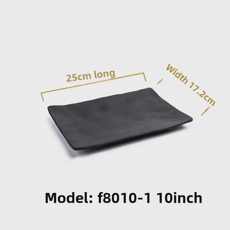 Melamine Black Tableware: Imitation Porcelain Plate for Cold Dishes, BBQ, Hot Pot, and Commercial Use.