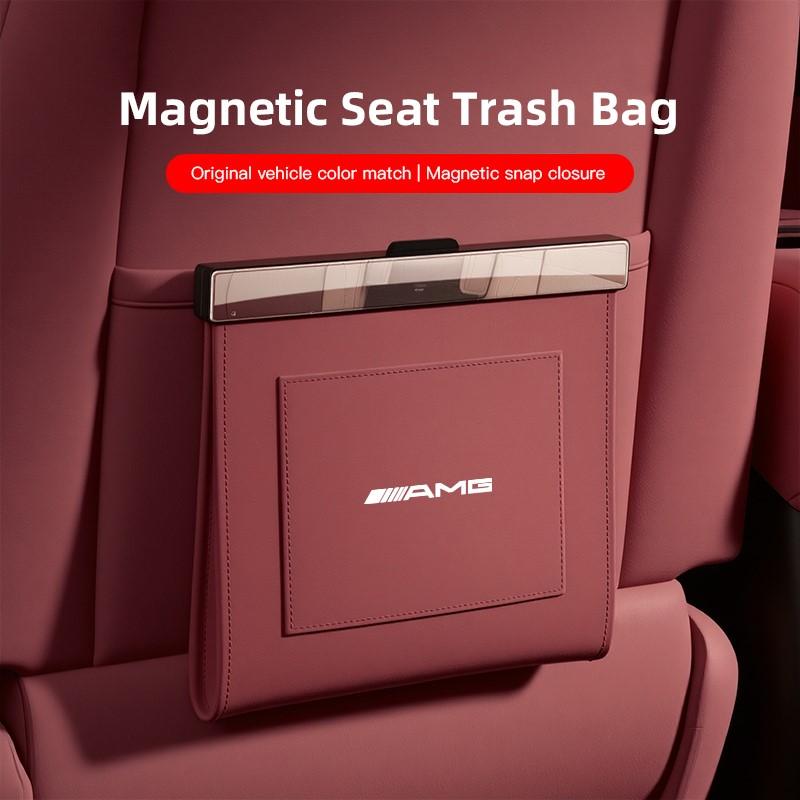 Car Garbage Bin Leather Magnet Closure Design Waterproof Car Trash Bag For Mercedes Benz AMG W203 W204 W205 W209 W210 W211 W212