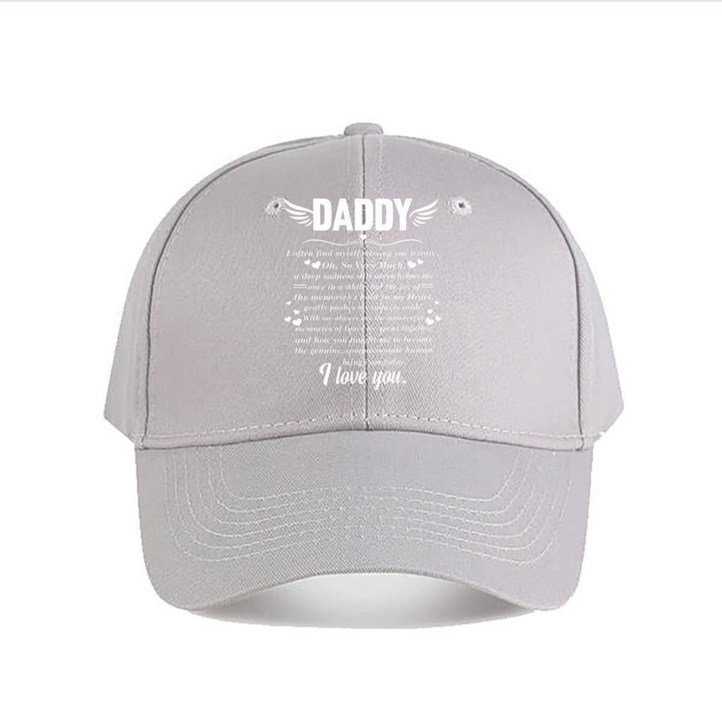 Daddy Memorial Canvas Wall Art Loving Quote Wings Heart Baseball Cap Fashion Unisex Sunhat Womens Outdoor Sports