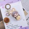 Resin Flocking Monchichi Keychain Cute Monkey Baby Trendy Keyring Cartoon Pendent Keys Bags Hanging Accessories Small Gifts