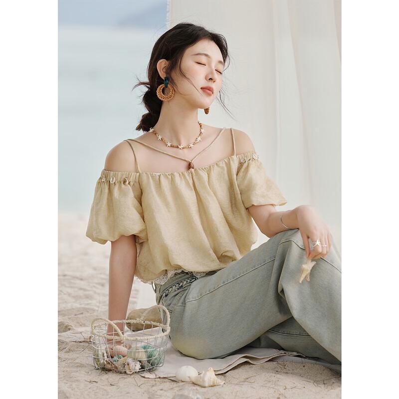 Mishow French Off-Shoulder Tencel Blouse