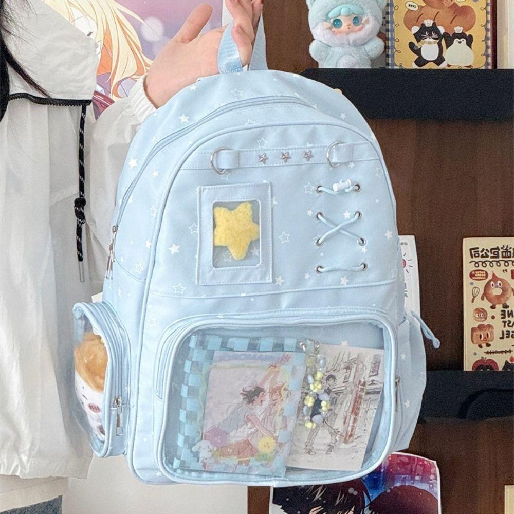 Transparenter Rucksack mit Sternenmuster Lolita Schülertasche Mode Transparente Ita Tasche Mädchen