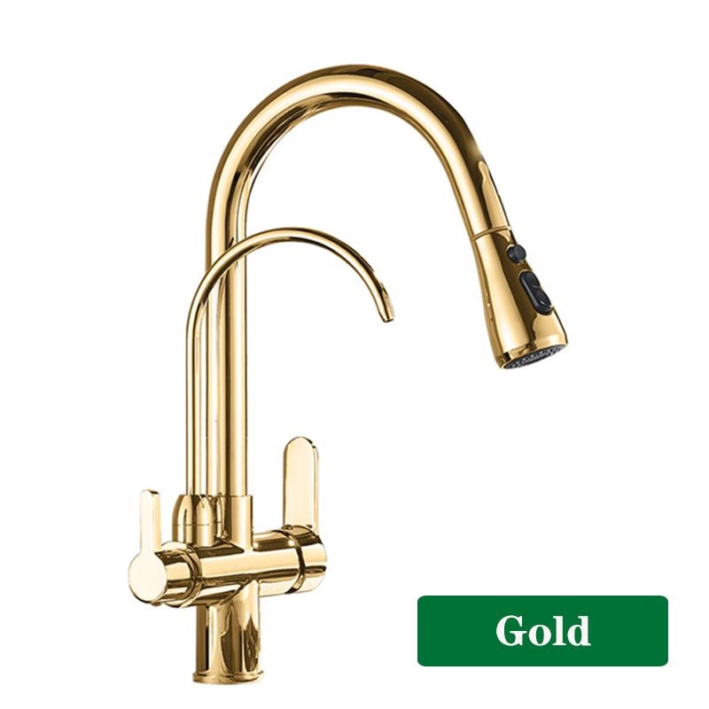 ALENARTWATER Kitchen Pure Water Sink Faucet , 360 Rotation Filter Tap , Outlet Spout Pull Out Mixer Taps , Torneira