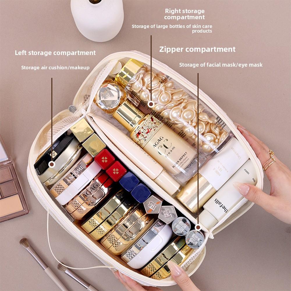 1PC Mesh Visible Makeup Bag, Large Capacity Handheld Toiletry Bag, Travel Cosmetic Storage Pouch Portable Beauty Organizer