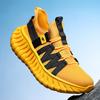 Men's Yellow Black Mesh Sports Shoes Breathable Shock Absorption Non-slip Running Sneakers for Daily and Outdoor Wear