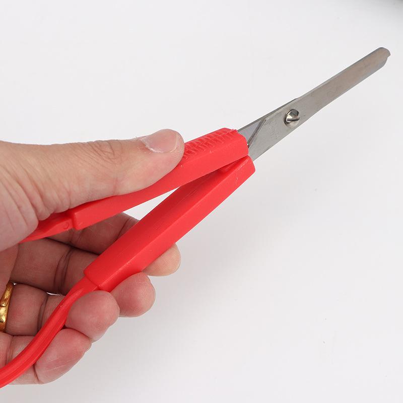 8 Inch Colored Plastic Elastic Scissors Paper Cuttings Scissors Safety Ring Scissors U Shaped Automatic Rebound Scissors