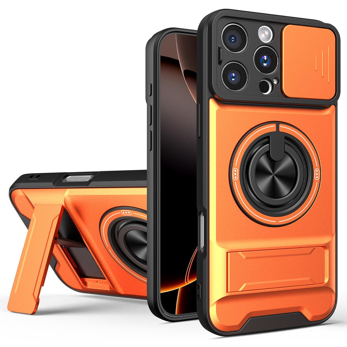 For iPhone 16 Pro Max Case Compatible with MagSafe Foldable Kickstand TPU PC Phone Cover with Camera Lens Slider