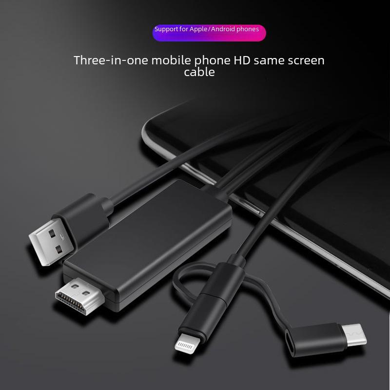 Cablu Lightning HDMI Trei-în-Unu pentru Proiecție Ecran pentru iPhone