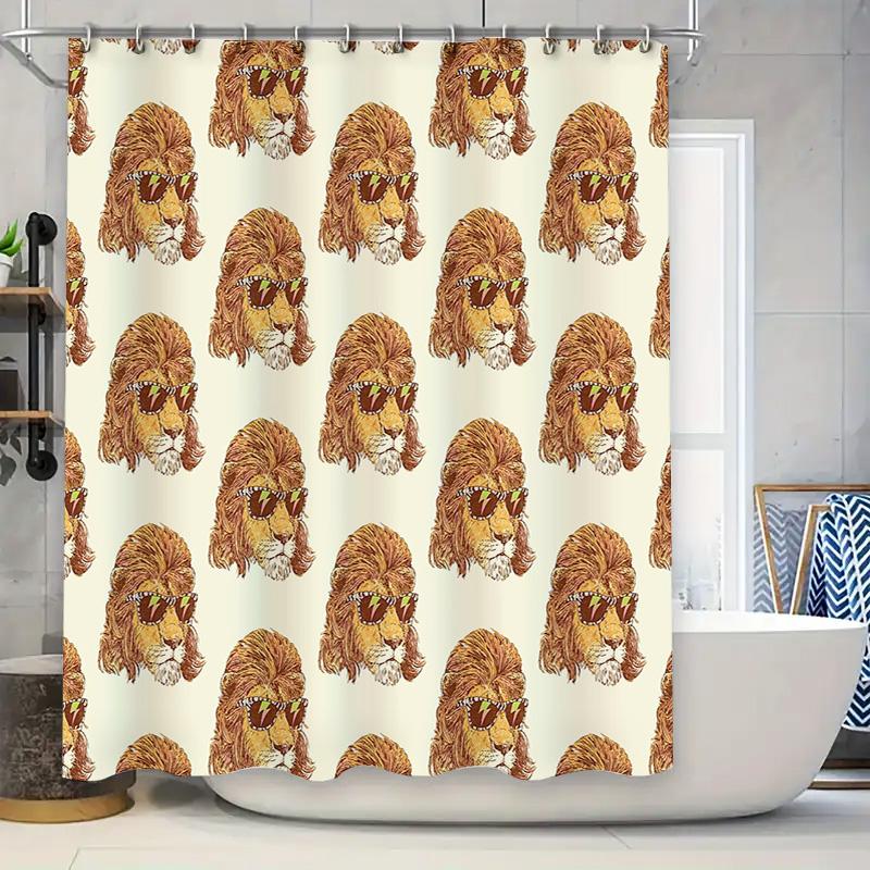 

Cute Dog Shower Curtain Golden Retriever Pet Bathroom Decor Waterproof Fabric Liner Vintage Style Home Decor Modern Farmhouse St W60H190(CM)-1 Pcs