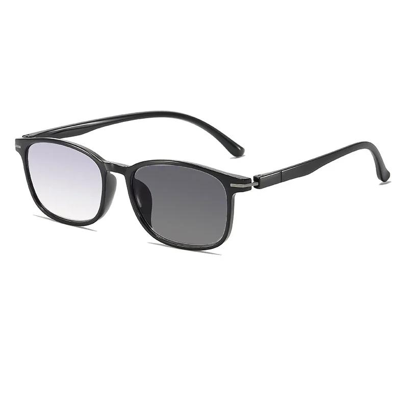 Unisex New Square Frame Photochromic Reading Glasses Sunglasses 2 In 1 Gradient Color Lenses Uv Protection Presbyopia Glasses