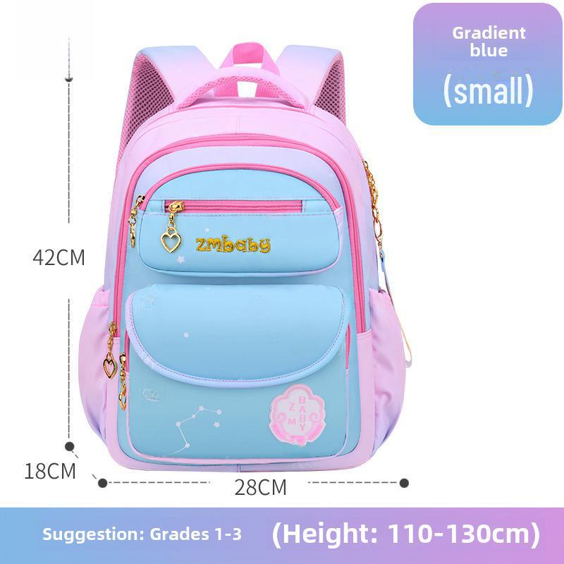 Sweet Cute Gradient Backpack for Elementary School Girls, Grades 1-6, Large Capacity Schoolbag