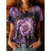 Women's Yellow Tie-Dye Sunflower Butterfly Print Round Neck T-Shirt Short Sleeve Casual Tops for Spring Summer