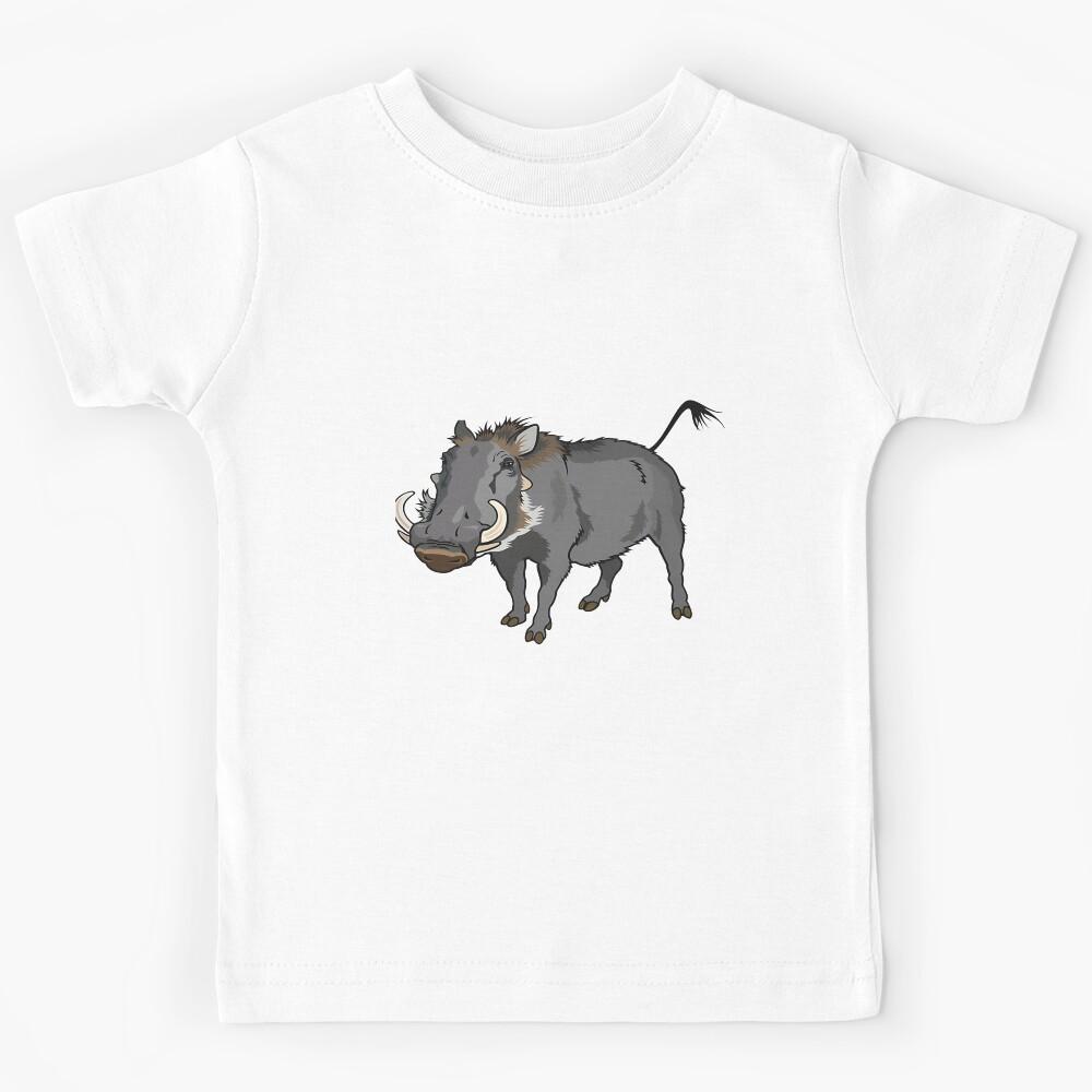Retro Wild Boar Warthog Design Kids T-Shirt 140
