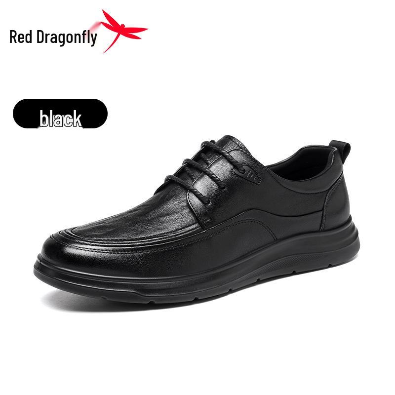 Red Dragonfly Men s Genuine Leather Soft Sole Derby Shoes – Business Casual Round Toe Office Footwear 39 чёрный