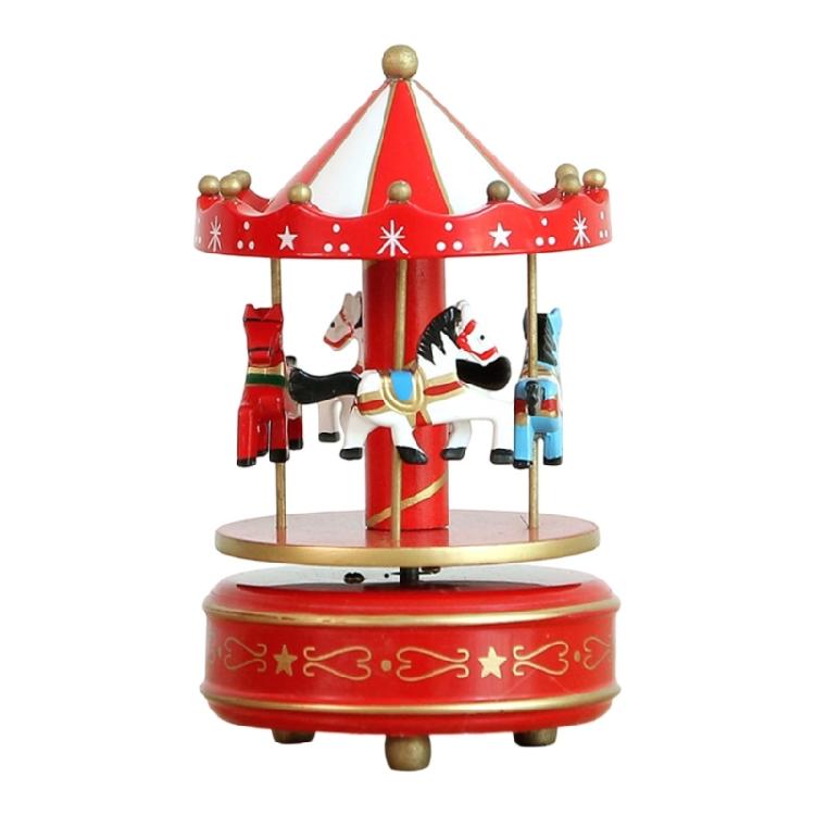Hand Cranked Christmas Musical Carousels Box Ornament Wind Up Mechanism Music Box Ideal Gift Holiday Festives Decoration